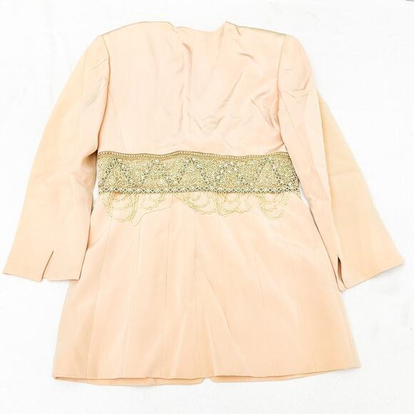 Badgley Mischka Nude Beaded Waist Dress Blazer Size 8 - Picture 3 of 5